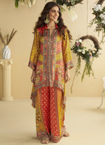 Thumbnail for Vegaa Fashion Yellow Crepe Silk Emblissed Mirror Work Designer Cord Set