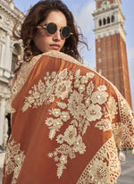 Thumbnail for Vegaa Fashion Orange Crepe Silk Embroidered Western Palazzo With Blouse