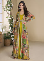 Thumbnail for Vegaa Fashion Mustard Georgette Embroidered Gown With Silk Sturg