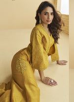 Thumbnail for Vegaa Fashion Yellow Silk Embroidered Designer Palazzo With Jacket