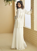 Thumbnail for Vegaa Fashion White Georgette Embroidered Designer Palazzo With Jacket