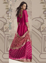 Thumbnail for Vegaa Fashion Rani Pink Viscose Jacquard Silk Embroidered Gown With Viscose Dupatta - Distacart