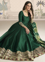 Thumbnail for Vegaa Fashion Green Viscose Jacquard Silk Embroidered Gown With Viscose Dupatta - Distacart