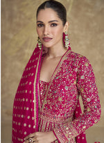 Thumbnail for Vegaa Fashion Pink Real Georgette Embroidered Anarkali Suit