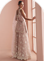 Thumbnail for Vegaa Fashion Light Onion Pink Net Embroidered Beads Trendy Palazzo Suit - Distacart