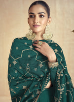 Thumbnail for Vegaa Fashion Green Silk Embroidered Anarkali Suit