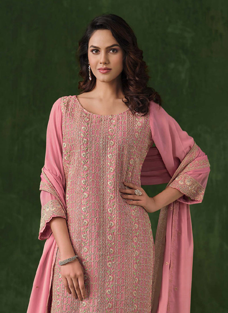 Vegaa Fashion Peach Rangoli Silk Sequence Salwar Suit