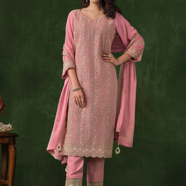 Vegaa Fashion Peach Rangoli Silk Sequence Salwar Suit - Distacart
