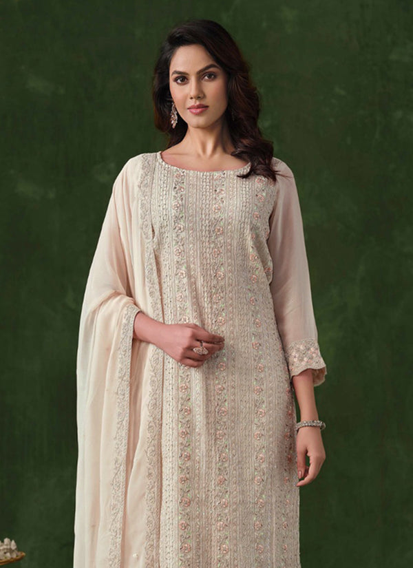 Vegaa Fashion Off White Rangoli Silk Sequence Salwar Suit