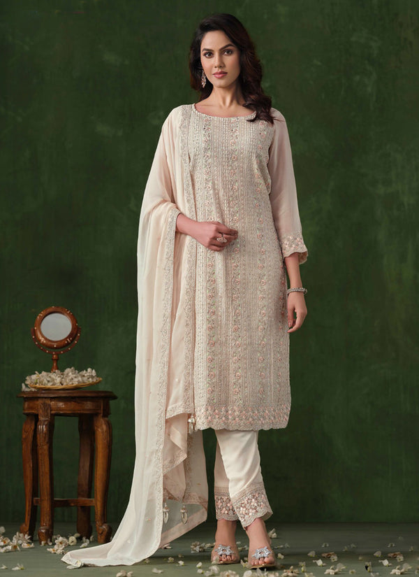 Vegaa Fashion Off White Rangoli Silk Sequence Salwar Suit