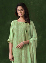 Thumbnail for Vegaa Fashion Lime Green Rangoli Silk Sequence Salwar Suit