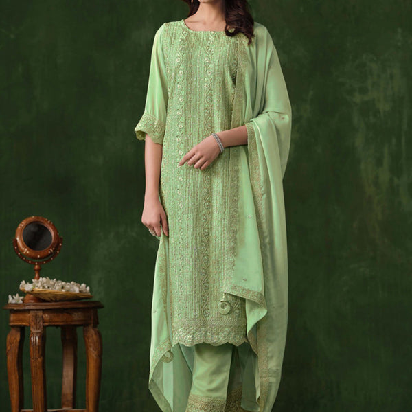 Vegaa Fashion Lime Green Rangoli Silk Sequence Salwar Suit - Distacart