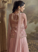 Thumbnail for Vegaa Fashion Peach Net Embroidered Designer Palazzo Suit