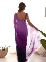 Thumbnail for Mitera Ombre Embroidered Pure Georgette Saree - Distacart
