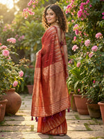 Thumbnail for Shree Shyam Fashion Red Linen Cotton Saree - Distacart