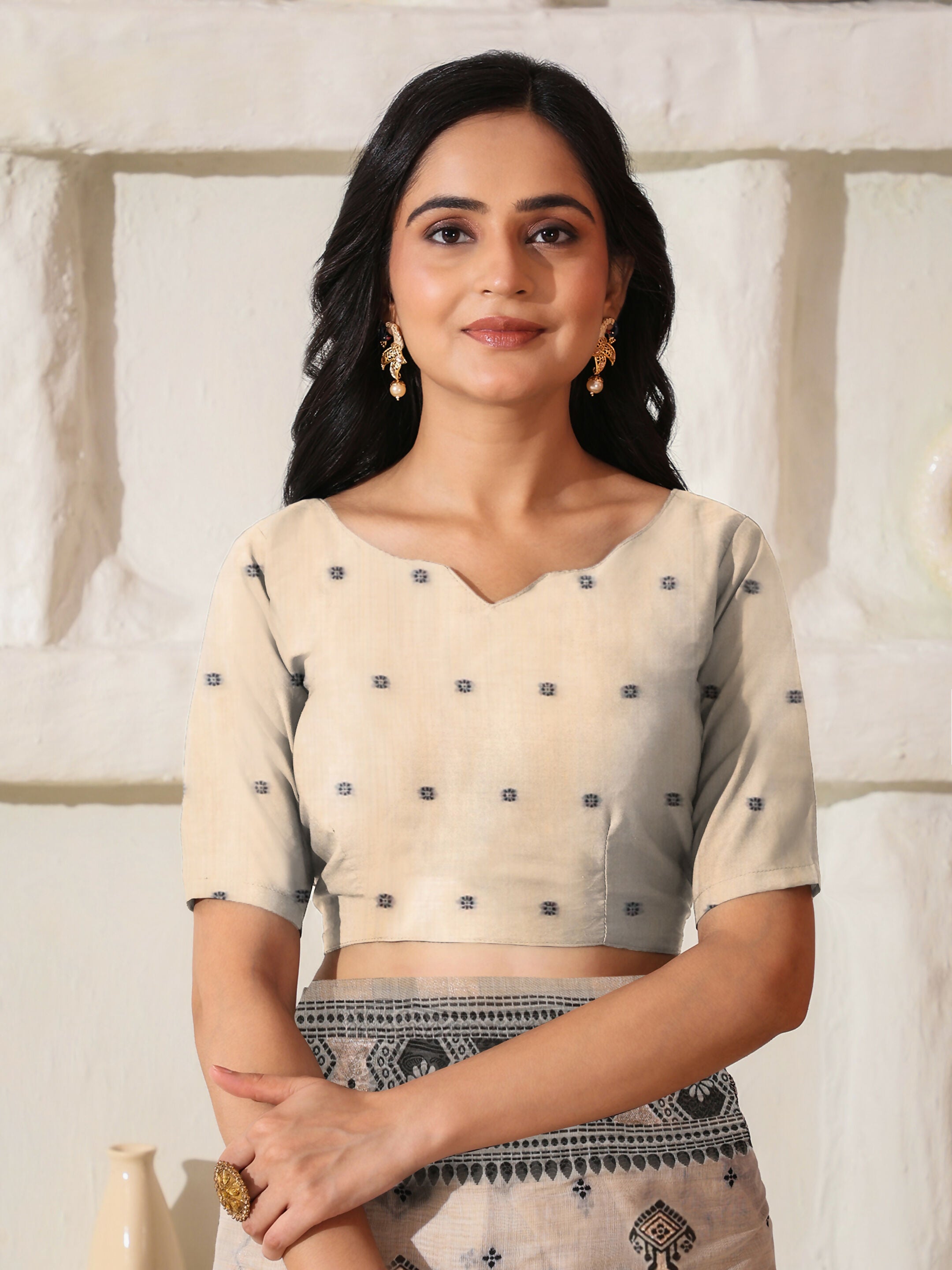 Astita Linen Cotton Black & Cream Saree