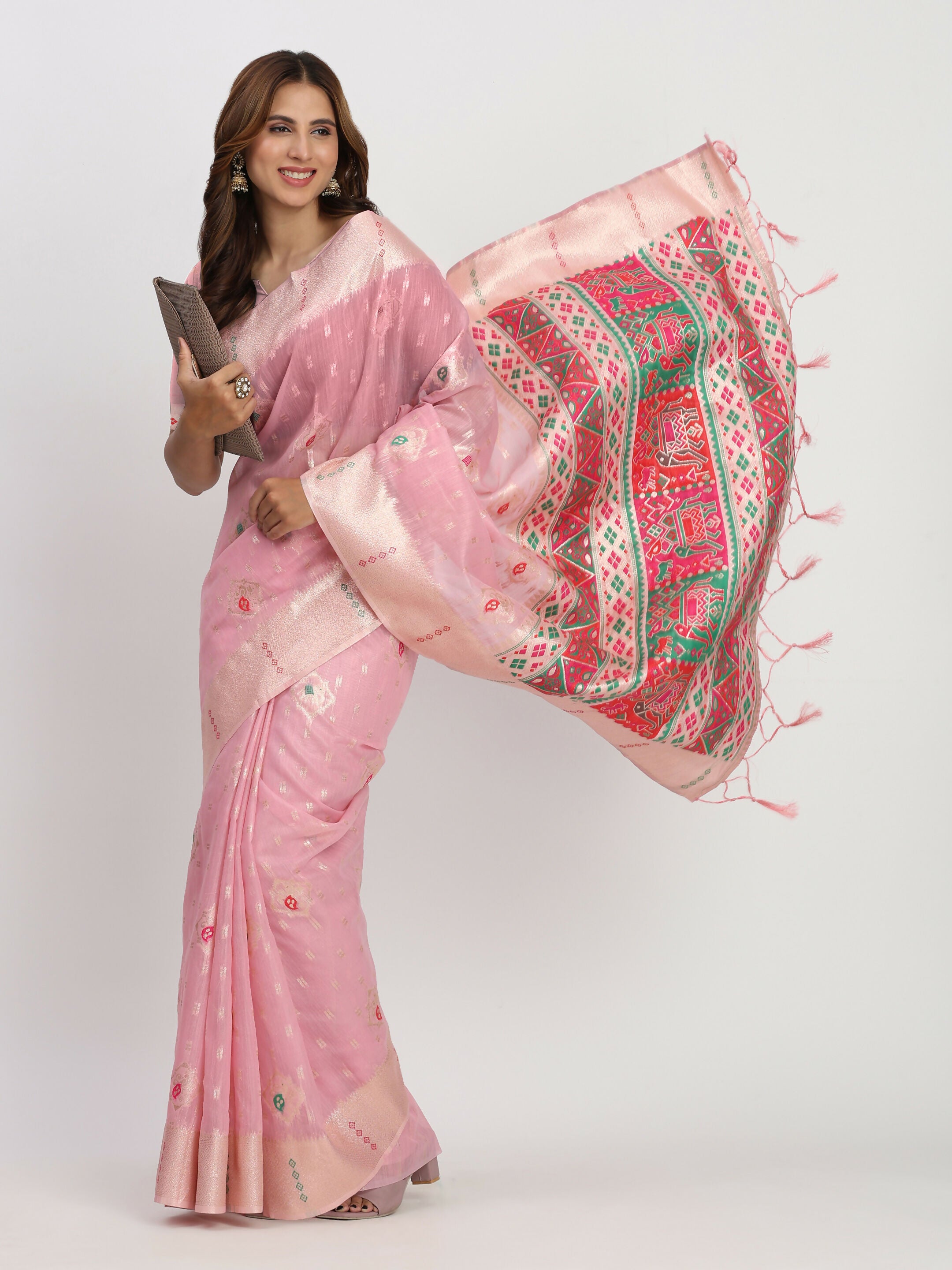 Astita Linen Cotton Light Pink Saree