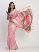 Thumbnail for Astita Linen Cotton Light Pink Saree