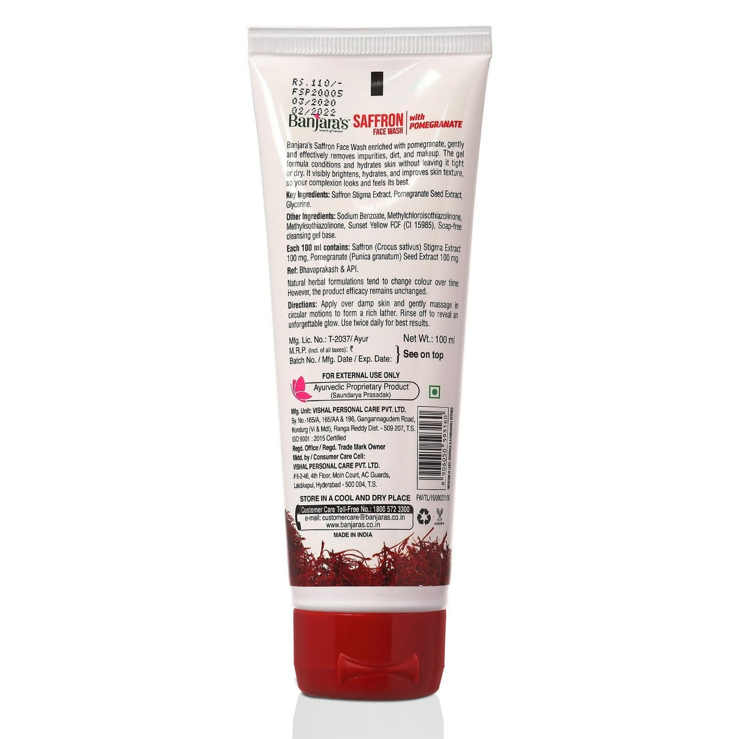 Banjara's Saffron Face Wash with Pomegranate - Distacart