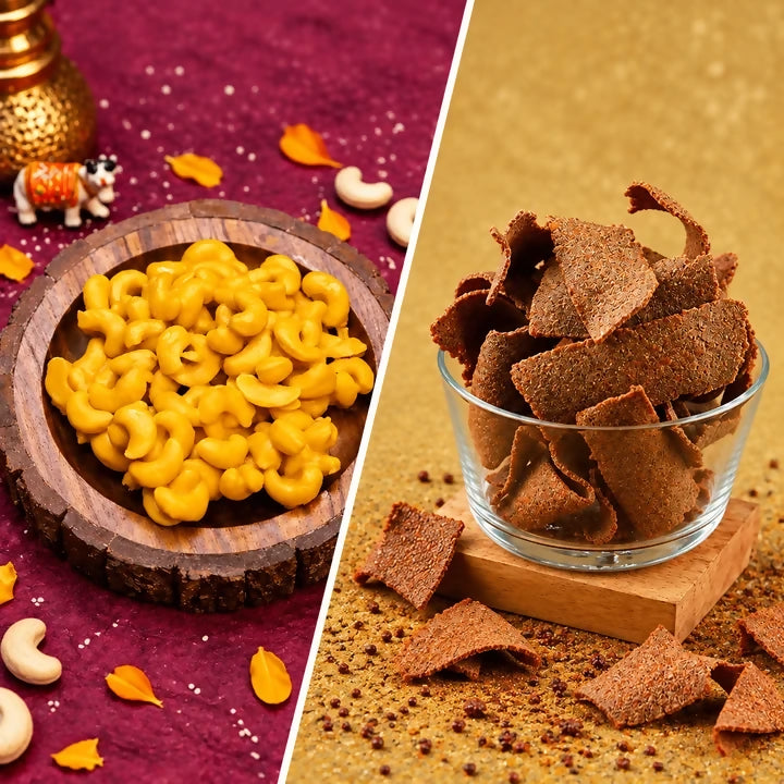 Tenali Ruchulu - Kaju Pakam + Ragi Ribbon Pakodi