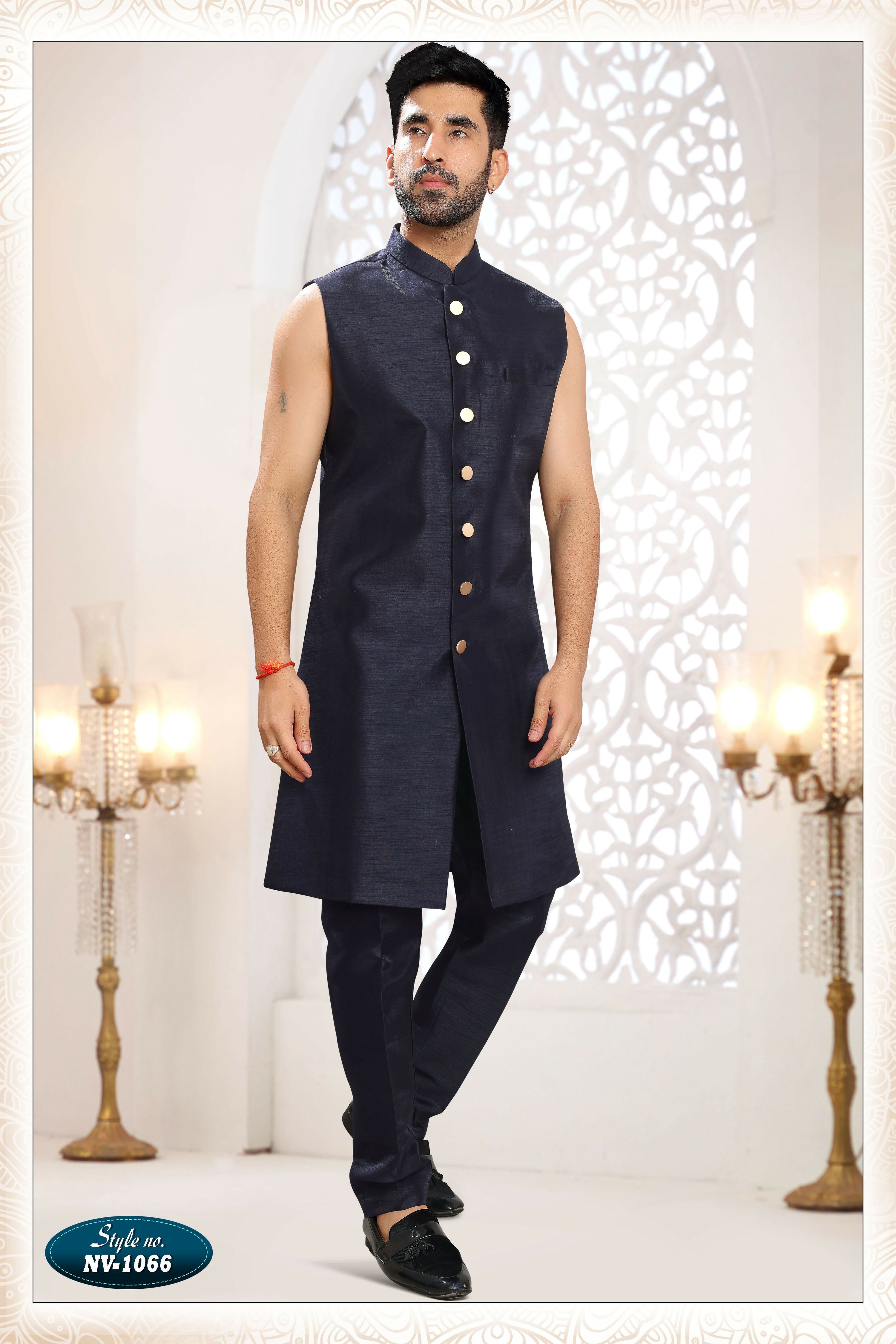 Joban Fashion Men's Blue Straight Silk Thread And Sequence Embroidery All Over 3 Pc Kurta Set - Distacart