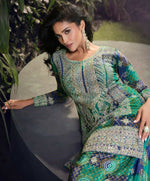 Thumbnail for Anaita Blue Chinon Stitched Suit with Embroidery & Sequence Work - Distacart