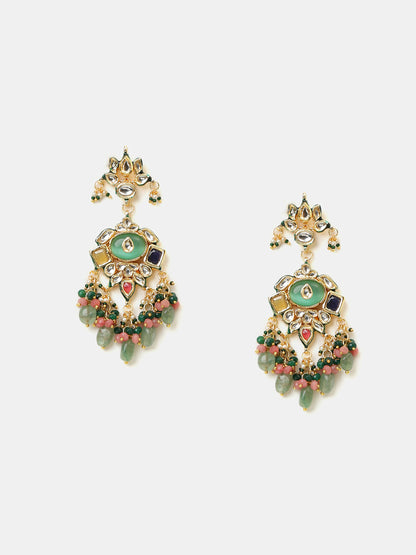 Ruby Raang Kundan Haar With Matching Earrings - Distacart