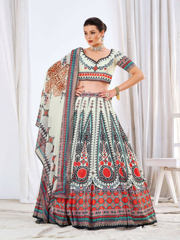 Wedding Designer White Chinon Lehengha Choli - Anbazaar - Distacart