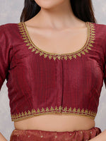 Thumbnail for Joban Fashion Women Silk Dark-Maroon Stitched Blouse - Distacart