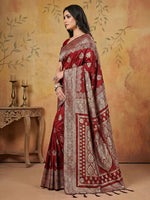 Thumbnail for Shree Shyam Fashion Maroon Silk Blend Saree - Distacart