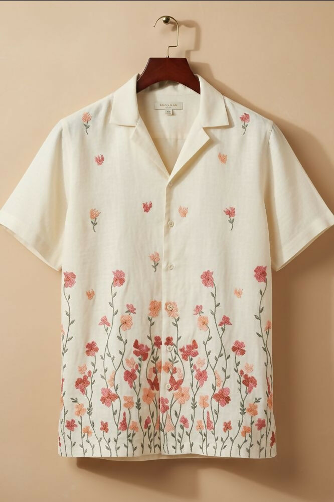 Meadow — Floral Embroidered Linen Shirt by Hilo Design - Dista