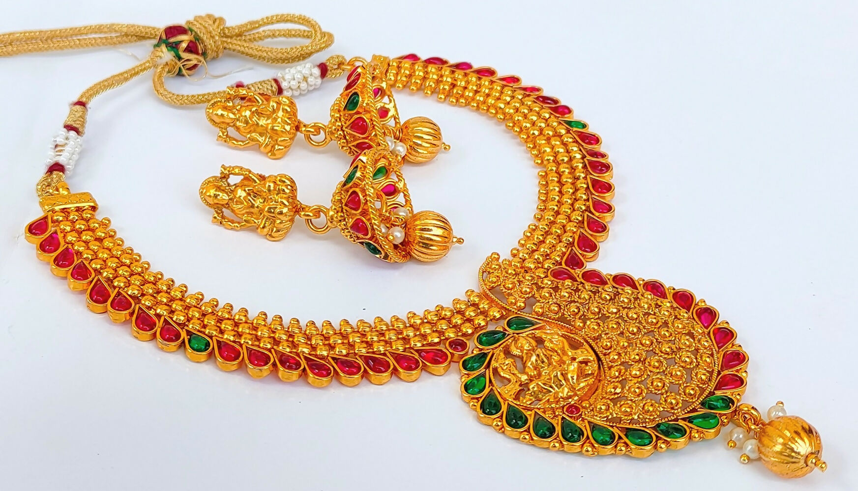 Multicolor kemp Temple Necklace Set - Distacart