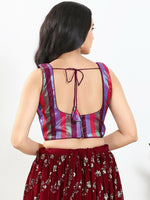 Thumbnail for Joban Fashion Wine Multi Brocade Padded Blouse With Square Neck Sleeveless