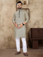 Thumbnail for Anaita Grey Linen Silk Straight Kurta - Distacart