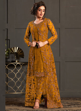 Vegaa Fashion Mustard Heavy Net Embroiderd Pakistani Suit