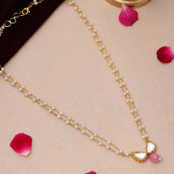 Ruby Raang Kundan and Pink Stone Necklace