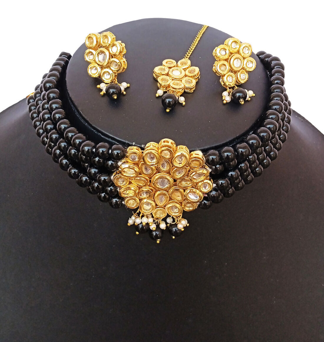Joban Fashion Hand Made High Quality Gold Plated Base Metal Alloy Kundan Stone Studded Kundan Jewellery Set - Distacart