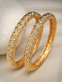 Thumbnail for NVR Women's Set of 2 Gold-Plated Handcrafted Traditional Bangles - Distacart