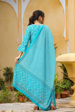 Thumbnail for Ahika Blue Cotton Straight Suit Set - Distacart
