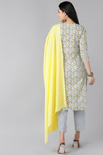 Thumbnail for Ahika White Navy Blue Pure Cotton Kurta with Trousers Dupatta â€“ Ahika - Distacart