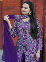 Thumbnail for Teeya Creation Purple Color Tapeta Silk Embroidery Work Party Wear Palazzo Set - Distacart