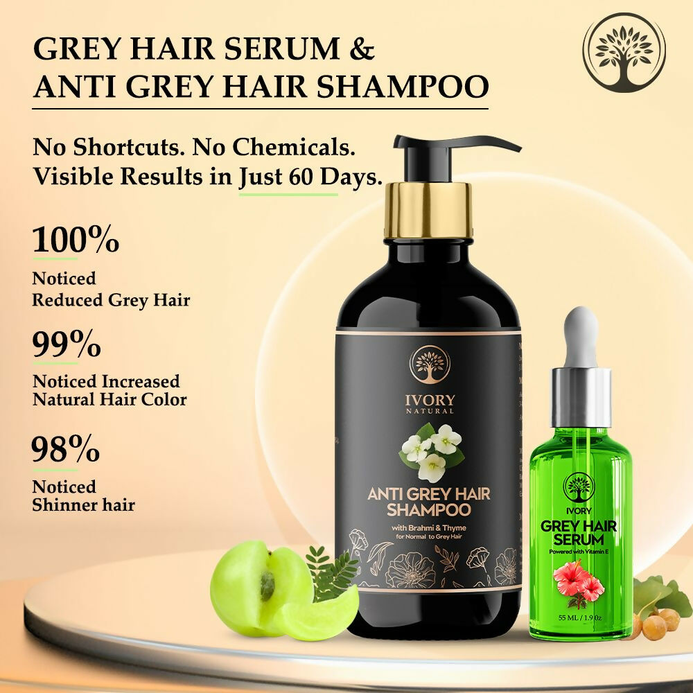 Ivory Natural Grey Serum And Hair Shampoo Combo Restores Natural Hair Wellness And Nourished, Shiny Hair - Distacart