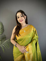 Thumbnail for Joban Fashion Light Green Banarasi Soft Silk Woven Saree
