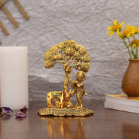 Thumbnail for Collectible India Gift Items Metal Krishna Idol Murti With Kamdhenu Cow - Distacart