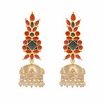 Thumbnail for Nuyug 22K Gold-Plated Enamel & Beaded Dome Shaped Jhumka Earrings