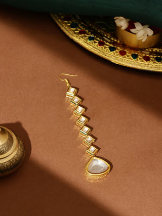 Ruby Raang Gold Heavy Kundan Maang Tikka