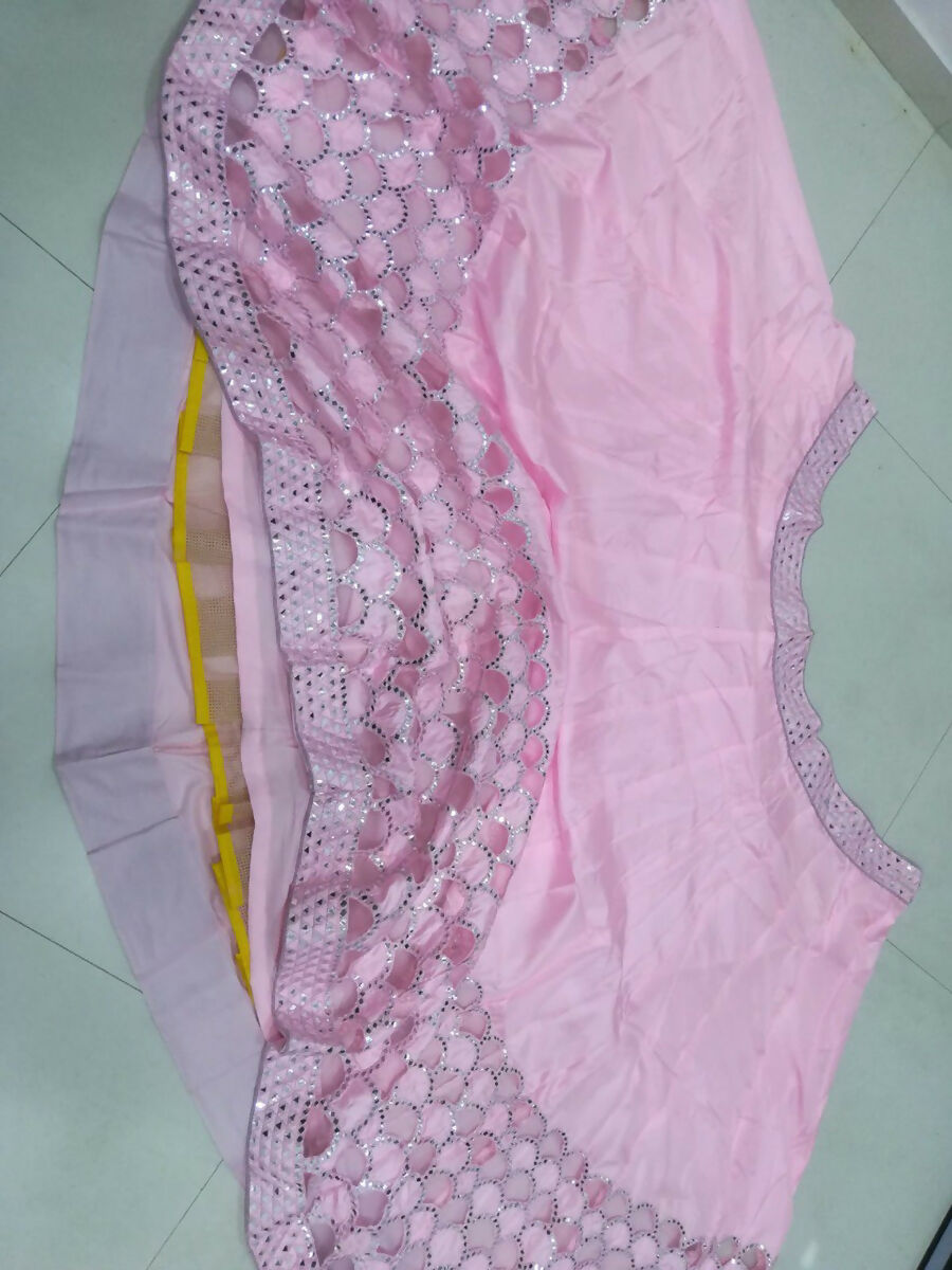 Jyoti Fashion Dreamy Baby Pink Silk Thread with Paper Mirror & Cut work Lehenga Choli with Dupatta - Distacart