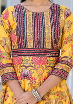 Thumbnail for Partywear Designer Yellow Dola Silk Anarkali suit with Dupatta - Suzen - Distacart