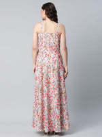 Thumbnail for Ahalyaa Women Crepe Printed Classic White Romantic Florals Dress - Distacart