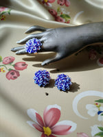 Thumbnail for Inhanns Rangmani Crystal Duo – Adjustable Ring + Statement Earrings Set - Blue - Distacart